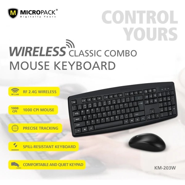 Bộ bàn phím kèm chuột không dây MicroPack iFREE LITE KM-203W